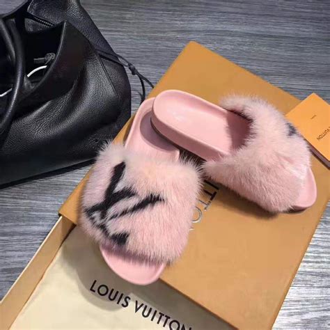 louis vuitton slides furry|louis vuitton shoes.